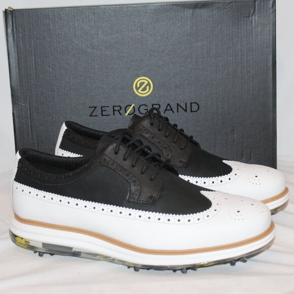 NIB COLE HAAN MEN'S ZEROGRAND OG TOUR‎ GOLD SHOES WHITE BLACK - Picture 2 of 8